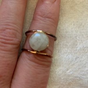 Moonstone, Rose Gold, double band ring, size 7